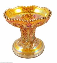 Vintage Carnival Glass Pedestal Marigold  Scalloped Pressed Depression 5... - $43.56