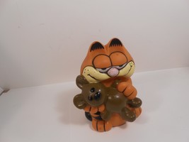 Vintage Garfield &amp; Pooky 6.5&quot; Plastic Piggy Bank Kat&#39;s Meow United Featu... - £4.71 GBP