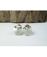  Mother Pearl Designed Round Stud Earrings 925 Sterling Silver, Handmade... - £30.84 GBP