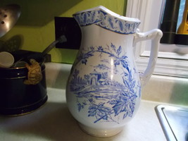  Royal Ironstone China Warranted Transferware Pitcher in Blue on White - £201.06 GBP