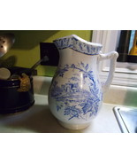 Royal Ironstone China Warranted Transferware Pitcher in Blue on White - $4,666.58 MXN