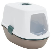 Cat Litter Tray with Cover White and Brown 58.5x39.5x43 cm PP - £22.57 GBP