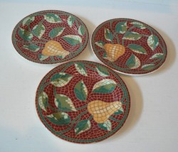 Pier 1 Mosaic Fruit 8 1/4&quot; Salad Plates Italy - Italie Set of 3 Disconti... - £14.23 GBP