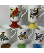 5 Vintage Footed Ceramic Bird Cafe Mugs | Made in Japan Mug Cardinal  - €19,68 EUR