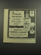 1952 Booth&#39;s House of Lords Gin Ad - For those who choose the finest - £14.78 GBP