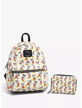 Loungefly Disney Mickey Mouse Poses Mini Backpack &amp; Matching Wallet Cute Gift - £55.44 GBP