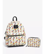 Loungefly Disney Mickey Mouse Poses Mini Backpack &amp; Matching Wallet Cute... - $1,395.78 MXN