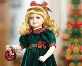 Rachel Porcelain Doll, Green &amp; Red w/Ornament Heritage Signature Collection 13&quot; - £21.62 GBP