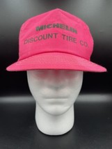 Vtg Michelin Hat Discount Tire Co Pink Snapback Trucker Swingster USA Made - $16.44