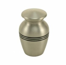 Solid Brass Classic Pewter Color Keepsake/Small Funeral Cremation Urn,5 Cubic In - £48.10 GBP