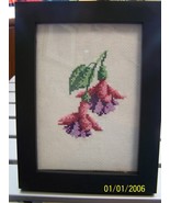 Hand Counted Cross Stitched of flowers in a 6x8 frame - £31.45 GBP
