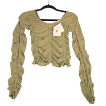 Fabletics Anya Seamless Ruched Womens XS Athletic L/S Top Army Green Long Sleeve - £11.49 GBP
