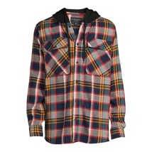 No Boundaries Men&#39;s Hooded Flannel Shirt, Blue Cove Size XS(30-32) - $22.76