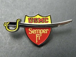 Marine Corps Marines Sabre Veteran USMC Shield Lapel Pin Badge 1.6 x 3/4 inches - £4.61 GBP