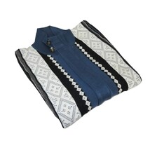 Men's Fancy European Sweater Jacket By Silversilk Fashionable 11007 Indigo Blue image 3