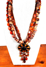Vintage 4 Strand Mixed Agate,Bead Squash Blossom Style Choker Necklace - £14.34 GBP