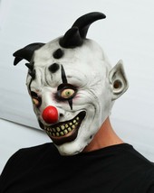 Creepy Evil Scary Halloween Clown Mask Rubber Latex Black Horned Clown - £16.11 GBP