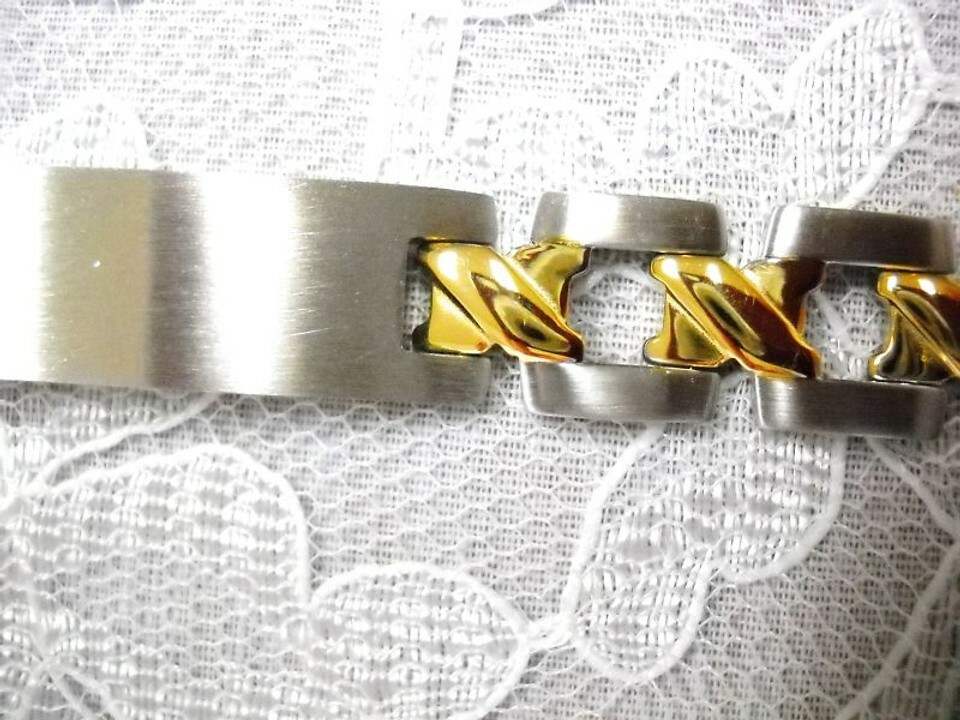 UNISEX 9" SATIN FINISH METAL & GP DESIGN STAINLESS STEEL ENGRAVABLE ID BRACELET Item image 2