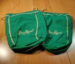 Lot of 2 Green Apple Crown Royal Embroidered Cloth Drawstring Bags - £3.89 GBP
