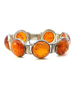 Vtg Signed 925 Sterling Handmade Round Cognac Baltic Amber Stone Bracele... - £104.15 GBP