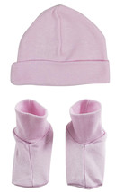 Bambini Newborn (0-6 Months) Girl Baby Cap &amp; Bootie Set - Pink 100% Cott... - £9.32 GBP
