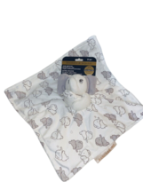 Blankets & Beyond Security Blanket Gray & White Elephant Baby Nunu New - $17.81