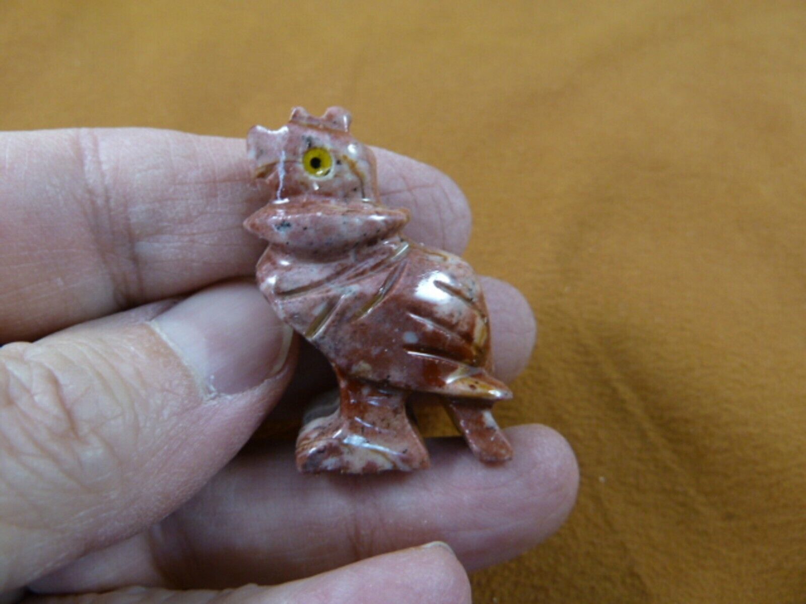 (Y-BIR-VUL-9) red gray Vulture Buzzard Figurine soapstone Peru scavenger... - $8.59