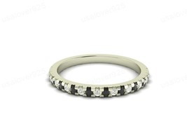 Natural Black Onyx Half Eternity Solid 925 Silver Wedding Women Band Ring - £42.54 GBP