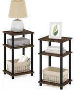 Columbia Walnut/Black Furinno Turn-N-Tube Tall Nightstand With Bin,, Set... - $31.94