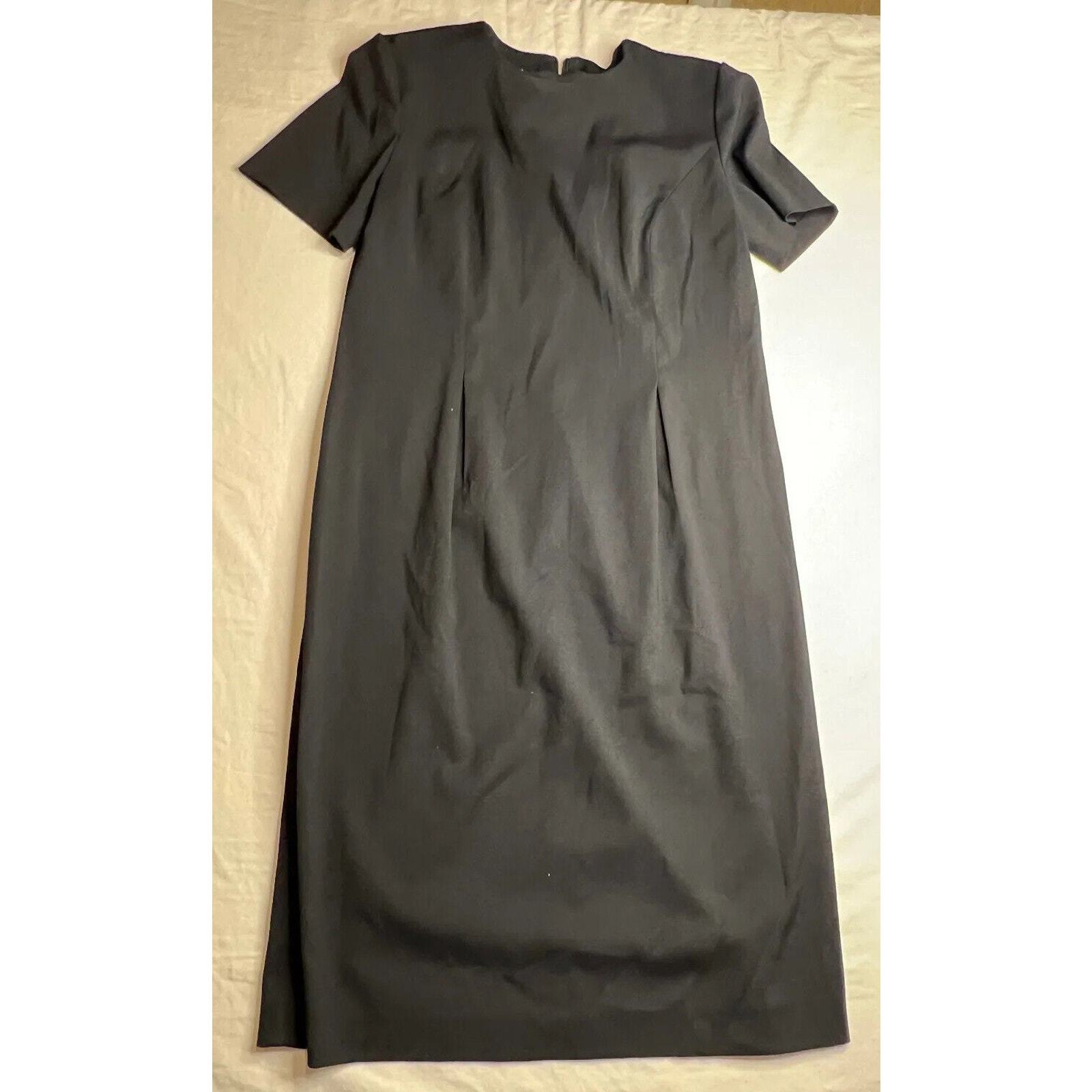 Leslie Fay Dress Womens Size 10 Black  Midi Comfy Workwear Pencil Corpcore  - $12.25