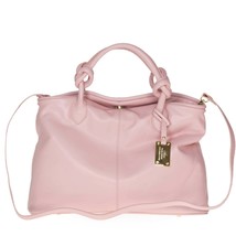 AURA Italian Made Genuine Pink Leather Medium Tote Bag Handbag - £281.93 GBP