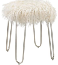 Horchow Faux Sheepskin Mohair Acrylic  Bench Vanity Stool - £132.31 GBP