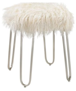 Horchow Faux Sheepskin Mohair Acrylic  Bench Vanity Stool - £133.74 GBP