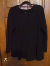 Ellos Black Ribbed Scoop Neck Peplum Sweater - Size 22/24 - £18.68 GBP