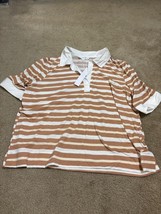 Jane and Delancey Size Large Brown White Striped Collared Shirt Top NWT - £14.63 GBP