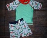 NEW Baby Boys Boutique Alligator Rashguard &amp;Trunks Swimsuit 6-12 Months - $12.99