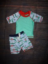 NEW Baby Boys Boutique Alligator Rashguard &amp;Trunks Swimsuit 6-12 Months - $12.99