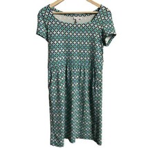 Charter Club Sheath Dress Womens 8 Green Blue Pull On Geometric Knee Length - £13.70 GBP