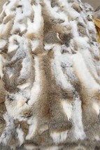Real Rabbit Fur Throw Blanket Rug 43&quot; X 22&quot; Straw Yellow Patchwork Skin ... - $42.96