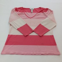 Covington RN#15099 Women’s Pink &amp; White Striped 3/4 Sleeve Pullover Shir... - $9.00