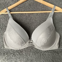 Adore Me Mirianne Push Up Bra Gray Lace Full Coverage Padded Underwire 36DD - £11.81 GBP