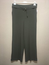 Calvin Klein OLIVE Straight Legs Pant Trouser Belt Waist Women Size 12 NEW - £69.98 GBP