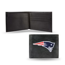New England Patriots Wallet Billfold Leather Embroidered Black - $1,350.28 MXN