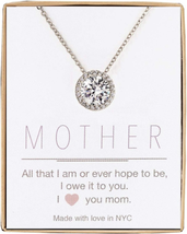 Mother&#39;s Day Gifts for Mom Her Women - Solitaire Halo Necklace in Gold, Rose Gol - £33.14 GBP