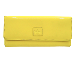 Baekgaard Yellow Banana Patent Faux Leather Wallet Card Slots Tri-fold 8... - £7.63 GBP