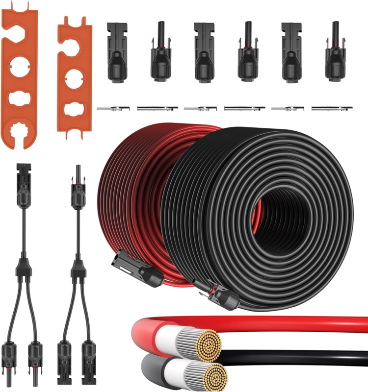 Solar Panel Extension Cable 10AWG, 1 Pair 20Ft 10AWG Solar Cord+1 Pair Y... - $74.41