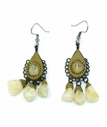 Citrine Nugget Dangle Stone BOHO Earrings - $21.78
