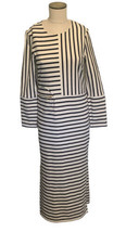 Tory Burch White &amp; Black Stripe Maxi Long Sleeve Dress Women’s Medium 44982 - £97.26 GBP