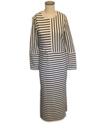 Tory Burch White &amp; Black Stripe Maxi Long Sleeve Dress Women’s Medium 44982 - £98.40 GBP