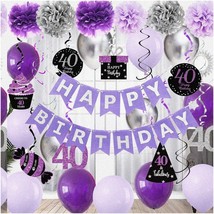 Sparkling 40th Birthday Extravaganza: Purple Silver Black Decorations for Women - $52.46